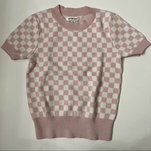🍭 Nik & Leksi Girls Pink and White Checkered Top - Size Small (7/8) (Used)
